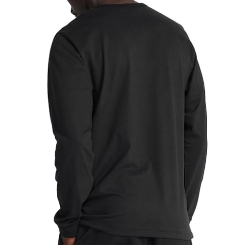 Detalhe - Camiseta Hering Masculina Manga Longa N204 Preto