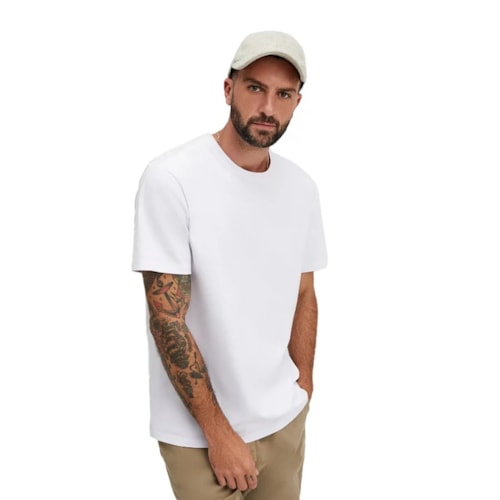 Camiseta Hering Masculina Meia Manga 0201 Branco Noaoos