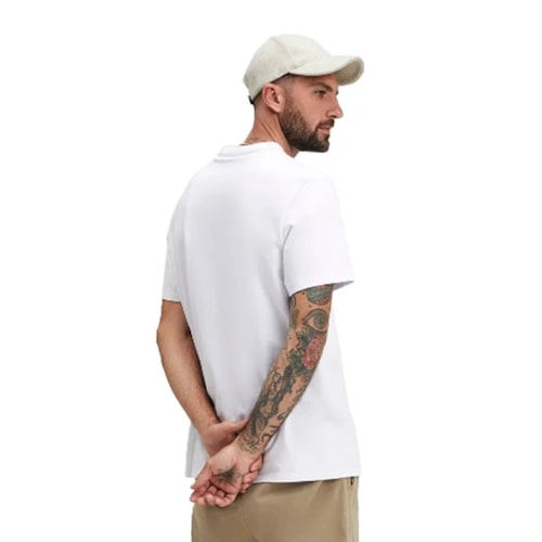 Detalhe - Camiseta Hering Masculina Meia Manga 0201 Branco Noaoos