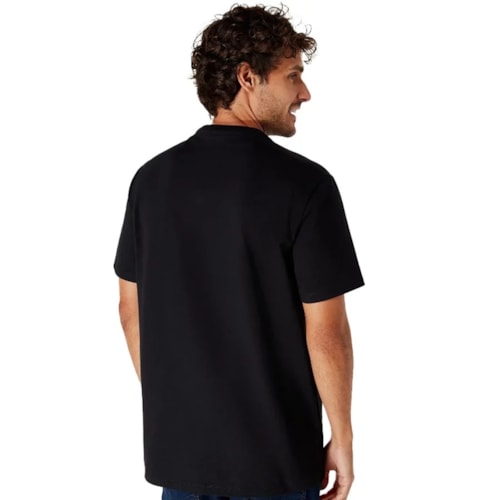Detalhe - Camiseta Hering Masculina Meia Manga 0201 Preto N1007S