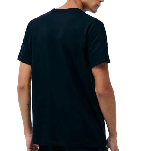 Detalhe - Camiseta Hering Masculina Meia Manga 0227 Preto