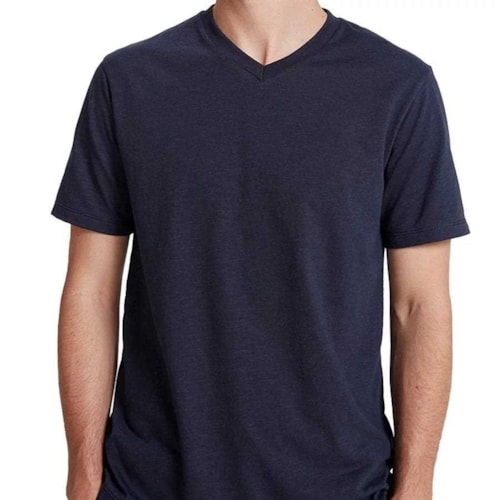 Detalhe - Camiseta Hering Masculina Meia Manga N2k5 Marinho