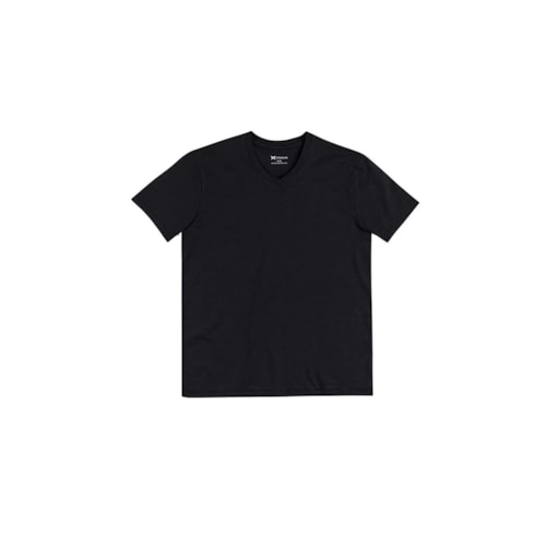 Detalhe - Camiseta Hering Masculina Meia Manga N2k5 Preto