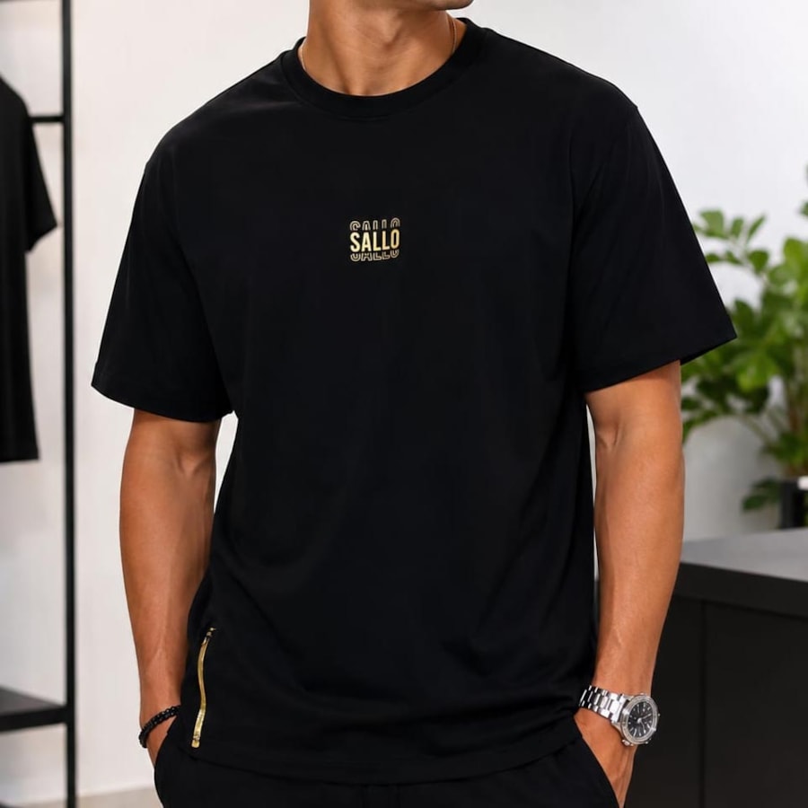 Camiseta Sallo Básica Meia Manga 00019 Preto