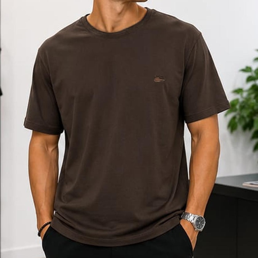 Camiseta Sallo Básica Pérgula 10101157 Expresso Marrom Camiseta Sallo Básica Pérgula 10101157 Expresso Marrom