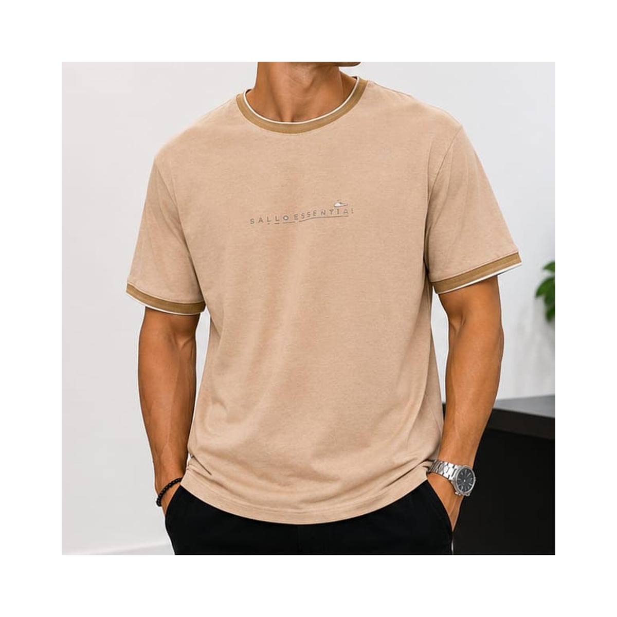 Camiseta Sallo Linho 00012 Caqui Camiseta Sallo Linho 00012 Caqui