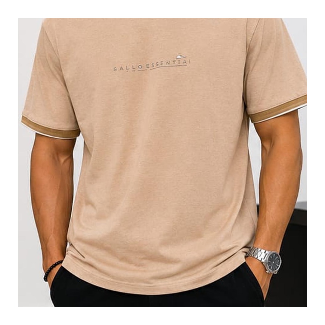 Camiseta Sallo Linho 00012 Caqui