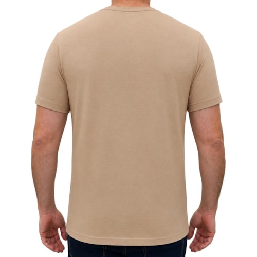 Detalhe - Camiseta Sallo Linho Básica 8190 Caqui