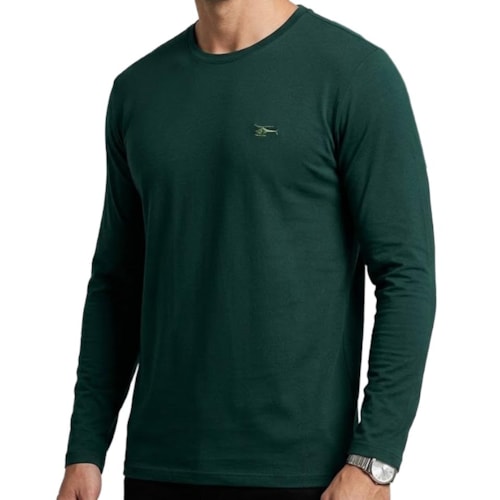 Camiseta Sallo Manga Longa Piquet Pergula 1160 Verde Escuro
