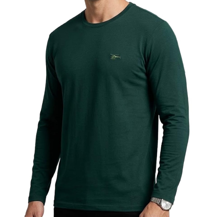 Camiseta Sallo Manga Longa Piquet Pergula 1160 Verde Escuro