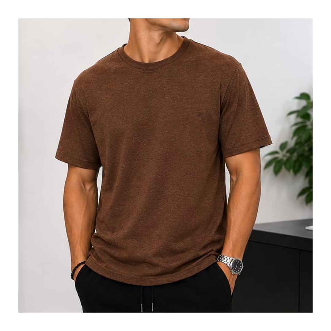 Camiseta Sallo Meia Manga Básica 10101641 Misto Rust
