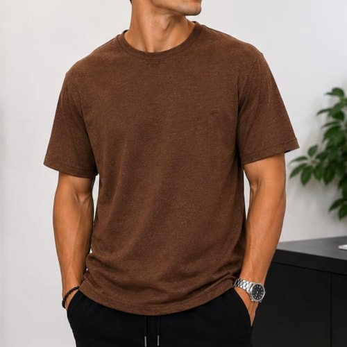 Camiseta Sallo Meia Manga Básica 10101641 Misto Rust