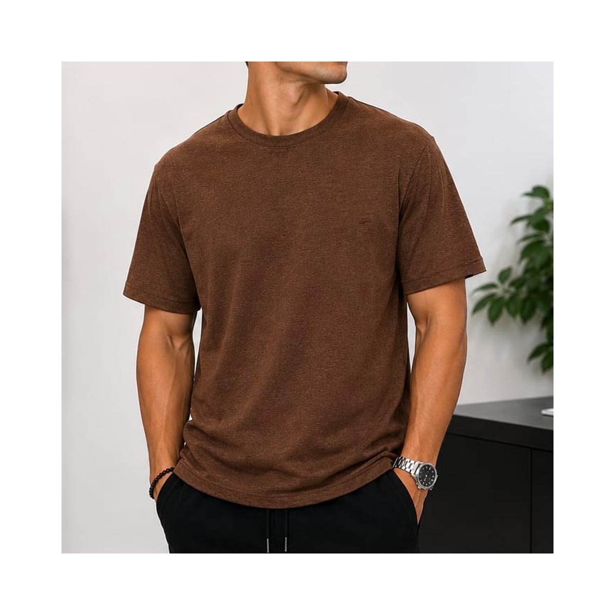 Camiseta Sallo Meia Manga Básica 10101641 Misto Rust Camiseta Sallo Meia Manga Básica 10101641 Misto Rust