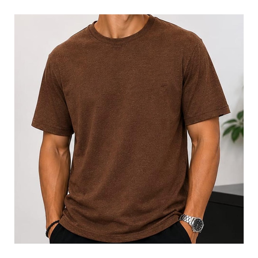 Camiseta Sallo Meia Manga Básica 10101641 Misto Rust
