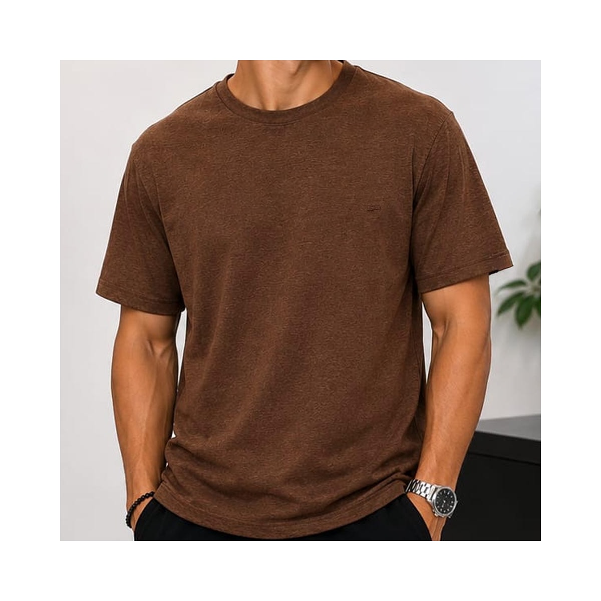 Camiseta Sallo Meia Manga Básica 10101641 Misto Rust Camiseta Sallo Meia Manga Básica 10101641 Misto Rust