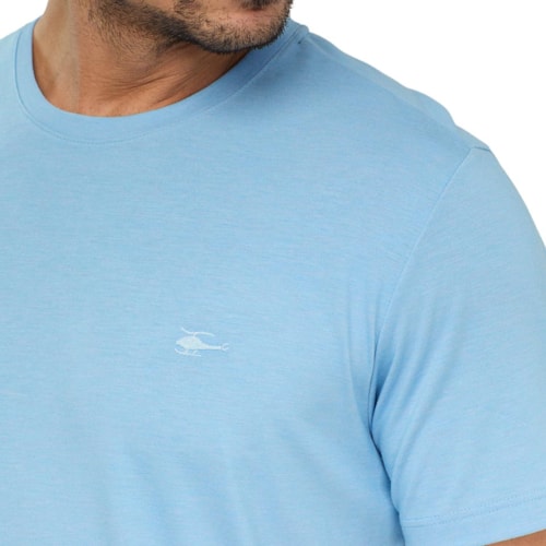 Detalhe - Camiseta Sallo Meia Manga Básica 10101641 Misto Sky