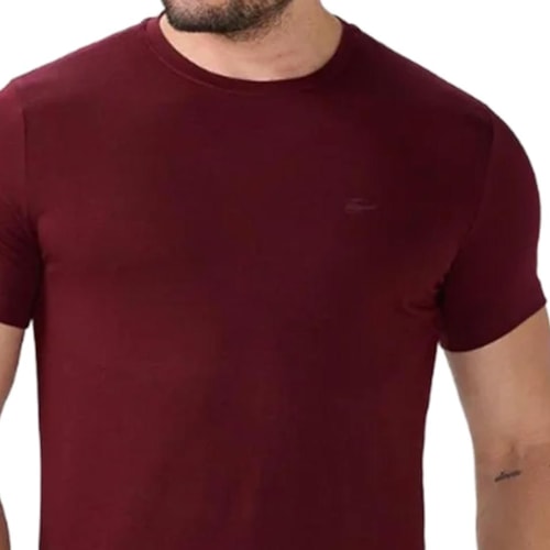 Detalhe - Camiseta Sallo Meia Manga Básica 10101641 Misto Vinho