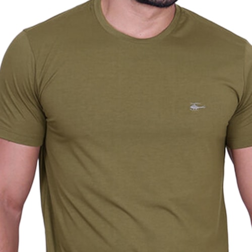 Detalhe - Camiseta Sallo Meia Manga Básica 1157 Military Oliver