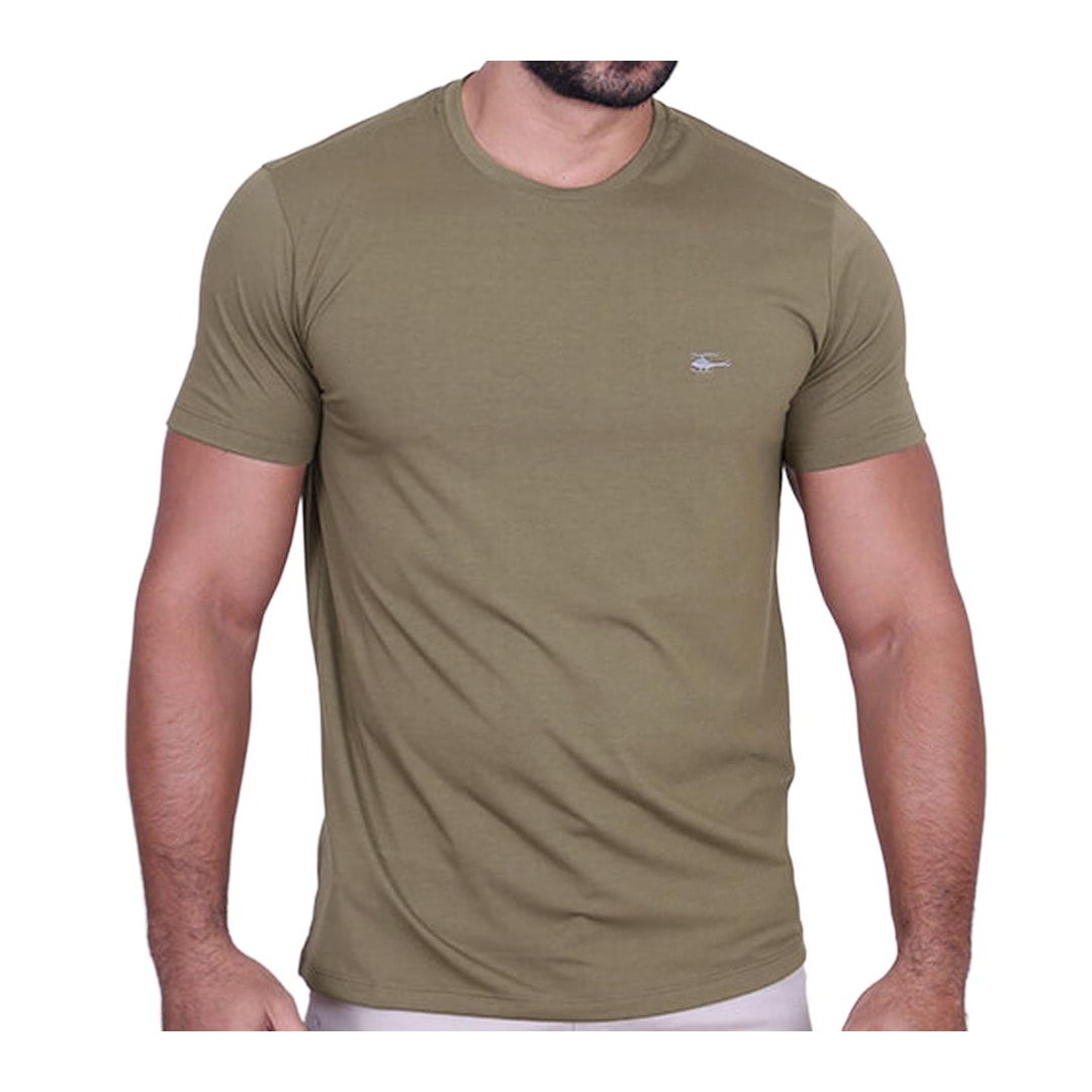 Camiseta Sallo Meia Manga Básica 1641 Plus Misto Khaki
