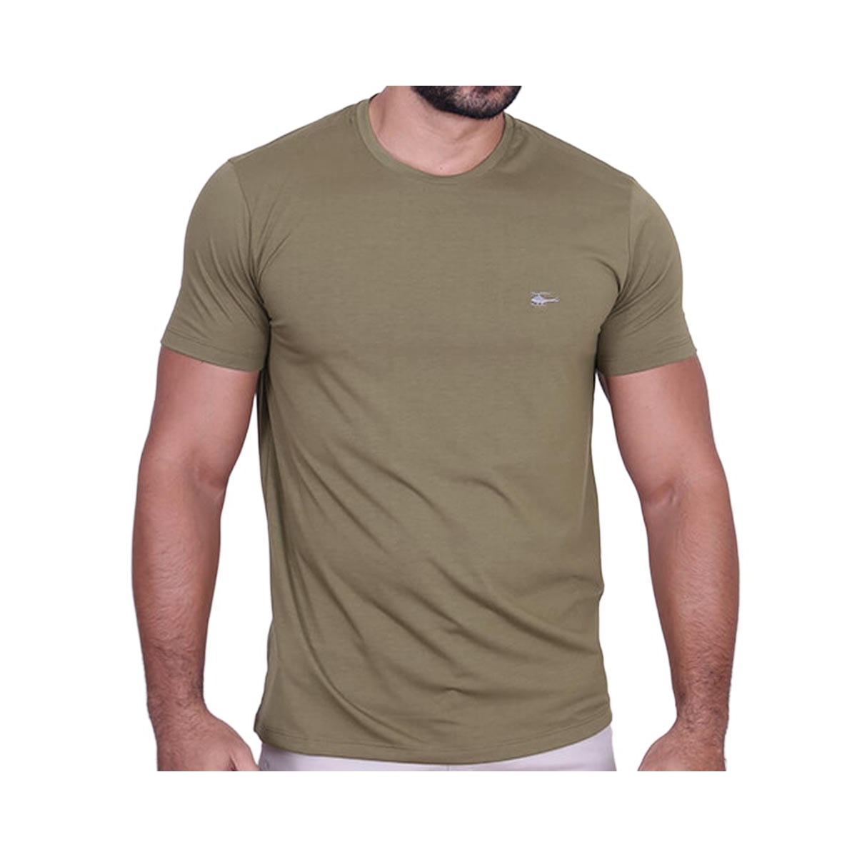 Camiseta Sallo Meia Manga Básica 1641 Plus Misto Khaki Camiseta Sallo Meia Manga Básica 1641 Plus Misto Khaki