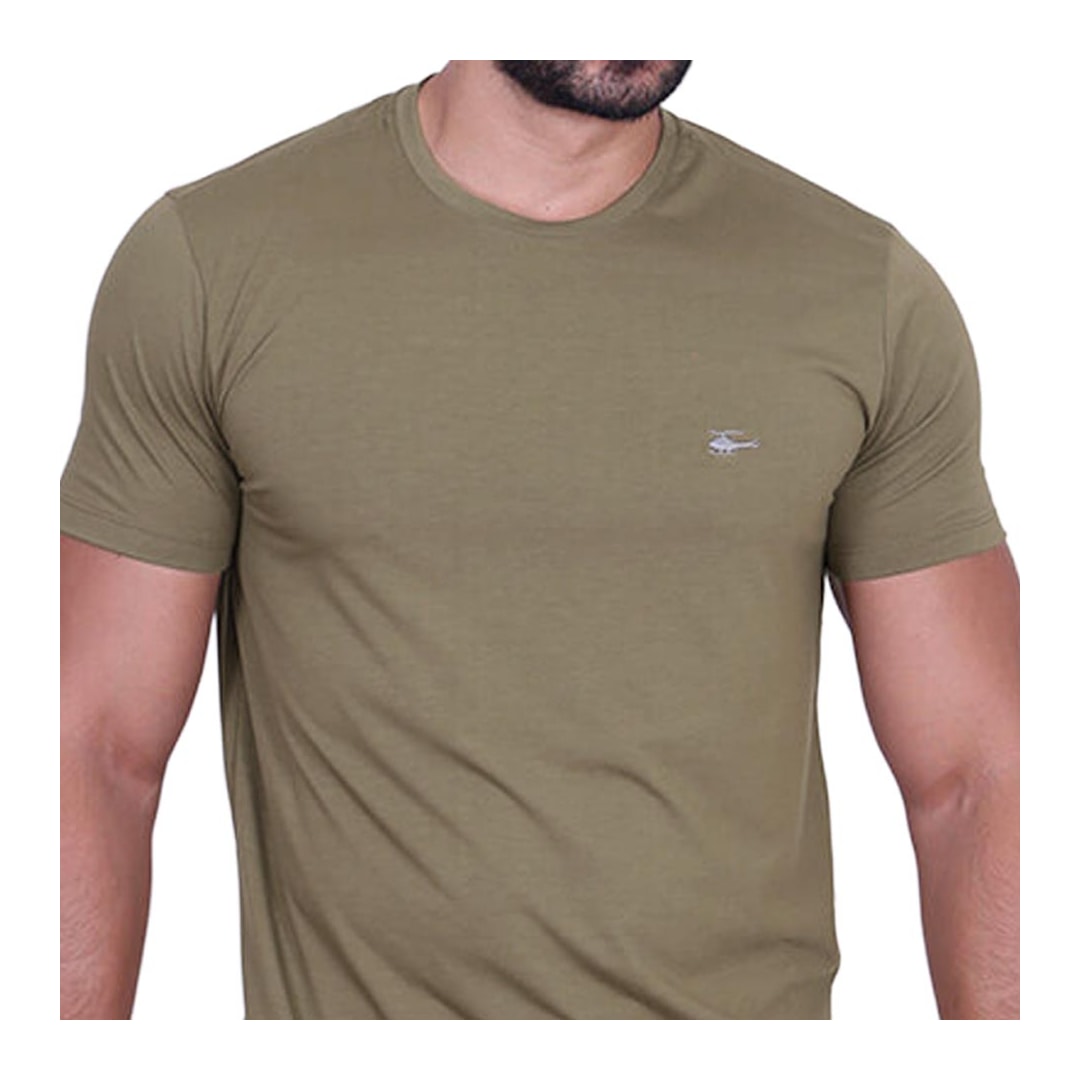 Camiseta Sallo Meia Manga Básica 1641 Plus Misto Khaki