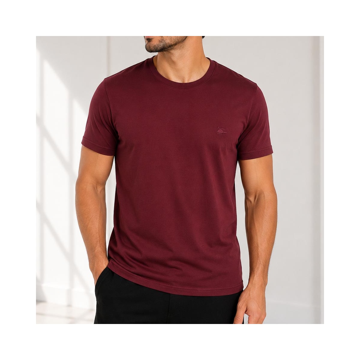Camiseta Sallo Meia Manga Básica 1641 Plus Misto Vinho Camiseta Sallo Meia Manga Básica 1641 Plus Misto Vinho