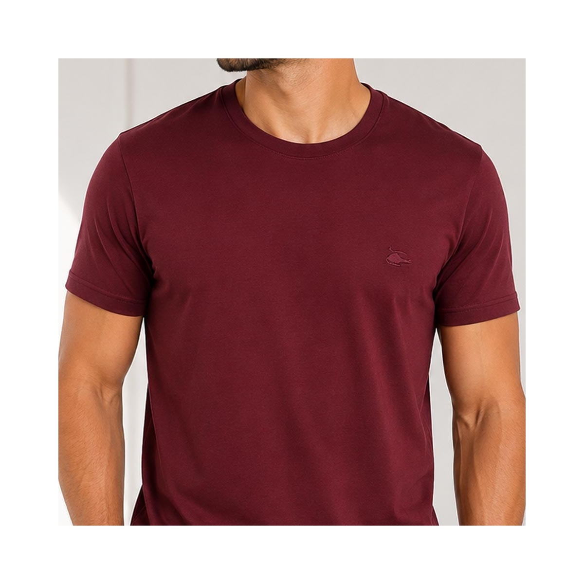 Camiseta Sallo Meia Manga Básica 1641 Plus Misto Vinho