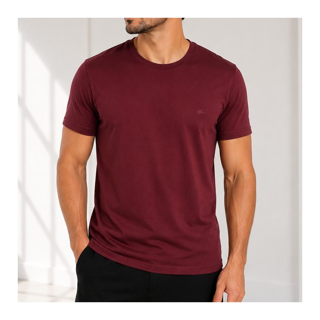 Camiseta Sallo Meia Manga Básica 1641 Plus Misto Vinho