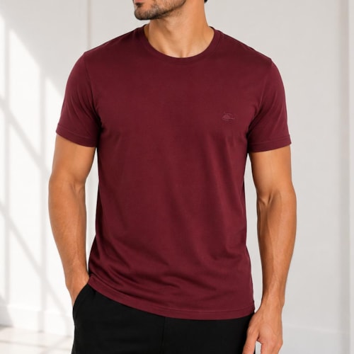 Camiseta Sallo Meia Manga Básica 1641 Plus Misto Vinho
