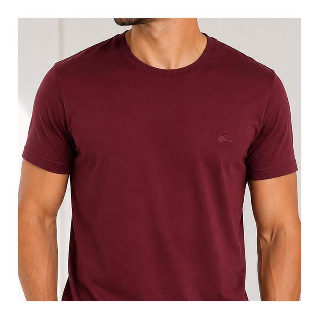 Camiseta Sallo Meia Manga Básica 1641 Plus Misto Vinho