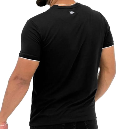 Detalhe - Camiseta Sallo Meia Manga Básica Pergula 10108757 Preto