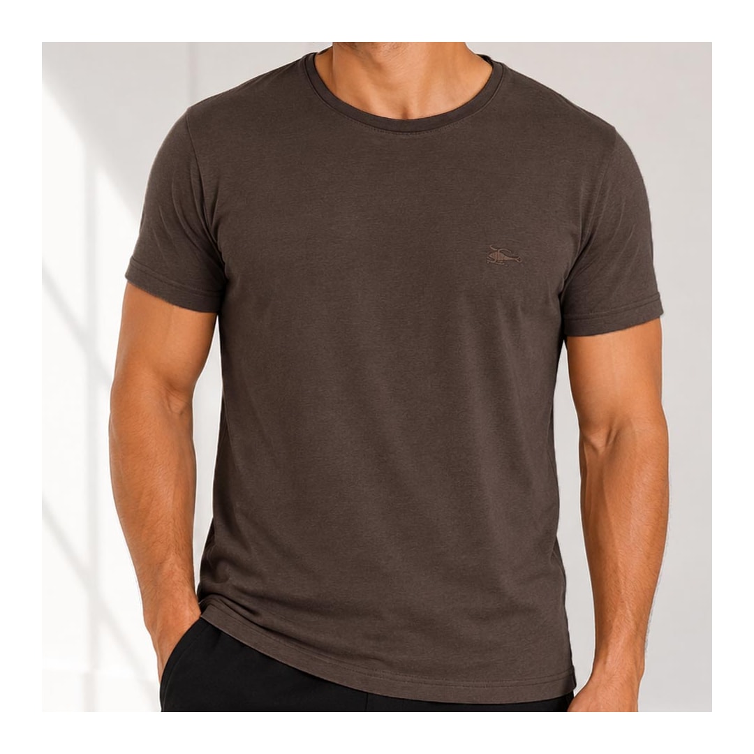 Camiseta Sallo Pergula Meia Manga Básica 1157 Expresso Marrom