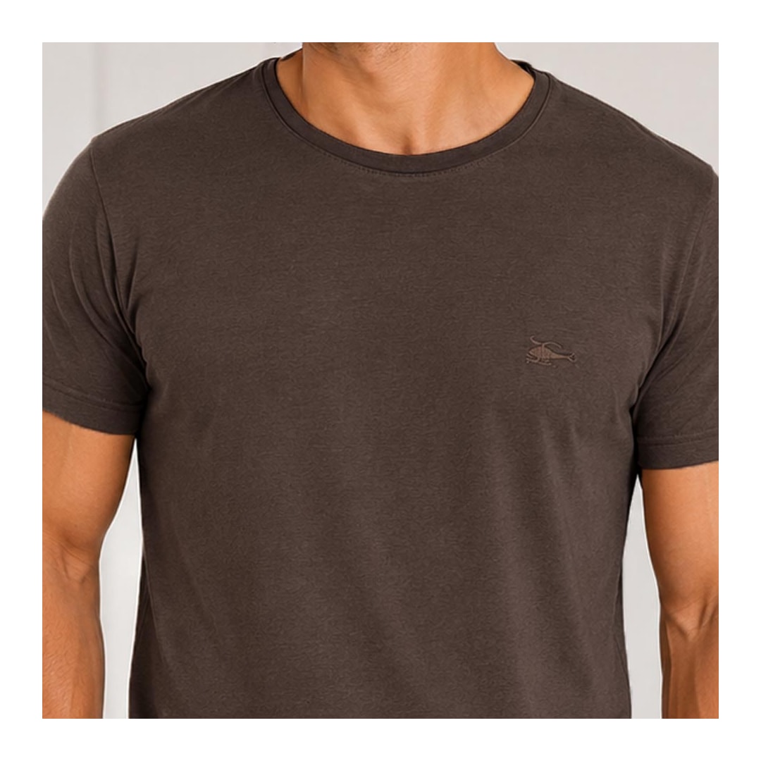 Camiseta Sallo Pergula Meia Manga Básica 1157 Expresso Marrom