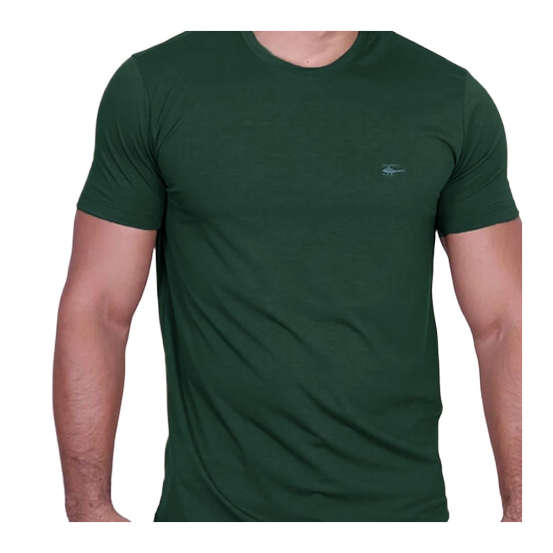 Camiseta Sallo Pergula Meia Manga Básica 1157 Verde Escuro