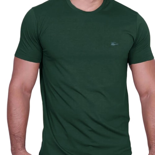 Detalhe - Camiseta Sallo Pergula Meia Manga Básica 1157 Verde Escuro