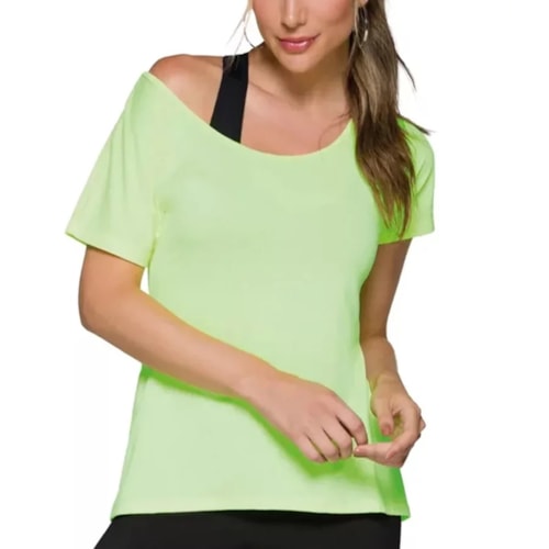 Detalhe - Camiseta Selene Fitness 20860 Amarelo Fluor