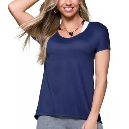 Detalhe - Camiseta Selene Fitness 20860 Azul Marinho