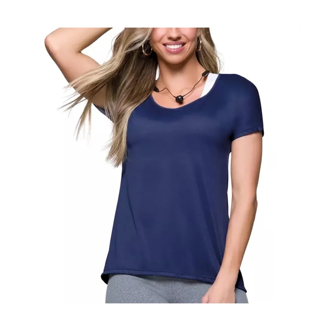 Camiseta Selene Fitness 20860 Azul Marinho Camiseta Selene Fitness 20860 Azul Marinho