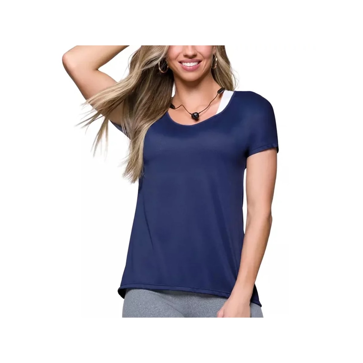 Camiseta Selene Fitness 20860 Azul Marinho Camiseta Selene Fitness 20860 Azul Marinho