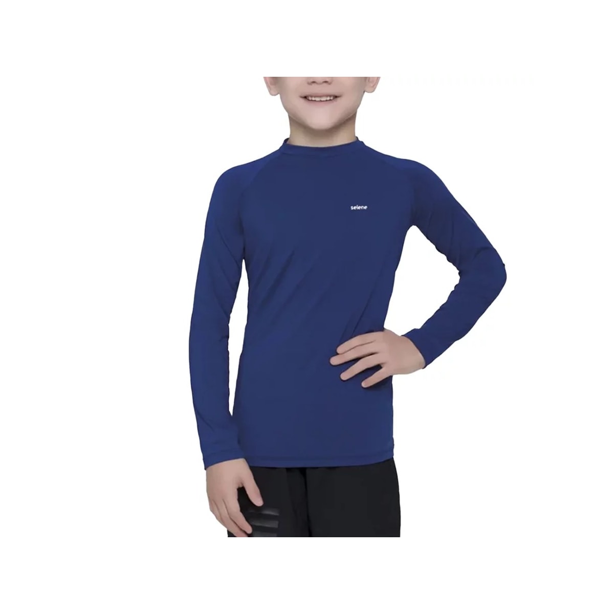 Camiseta Selene Infantil Manga Longa Uv 24000 Marinho