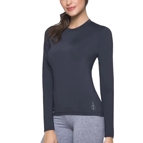 Detalhe - Camiseta Selene Manga Longa Proteção Uv 20750 Preto