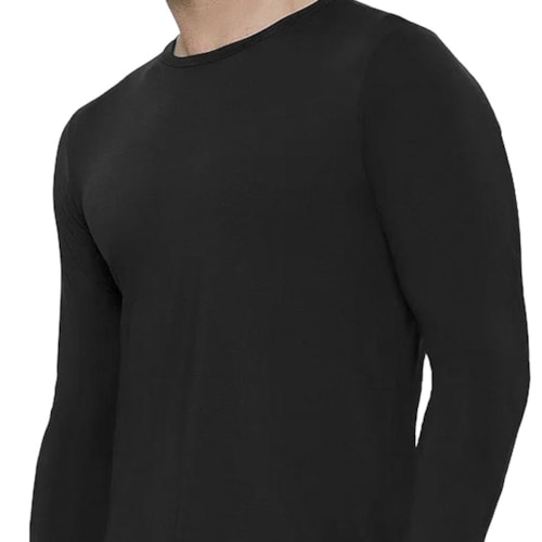 Detalhe - Camiseta Selene Masc Manga Longa Proteção Uv 24010 Preto