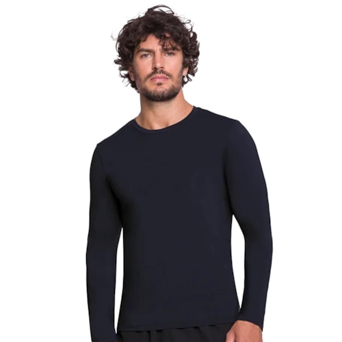 Detalhe - Camiseta Selene Masc Manga Longa Proteção Uv 25020 Preto