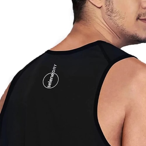 Detalhe - Camiseta Selene Regata Dry Fit 25000 Preto