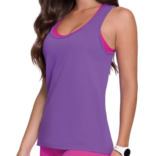Detalhe - Camiseta Selene Regata Fitness 20850 Violeta