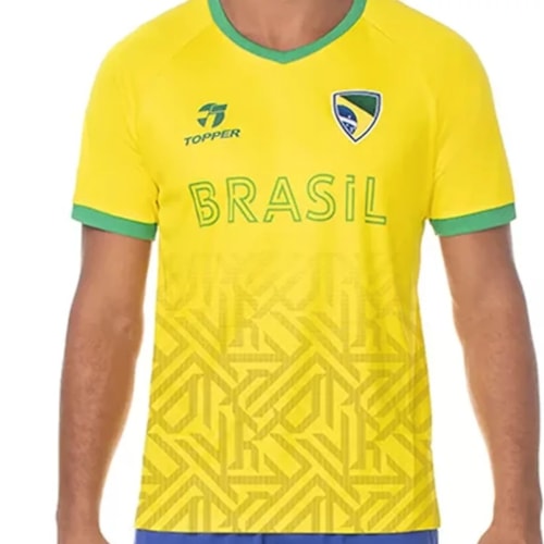 Detalhe - Camiseta Topper Brasil Meia Manga 8522001 Amarelo