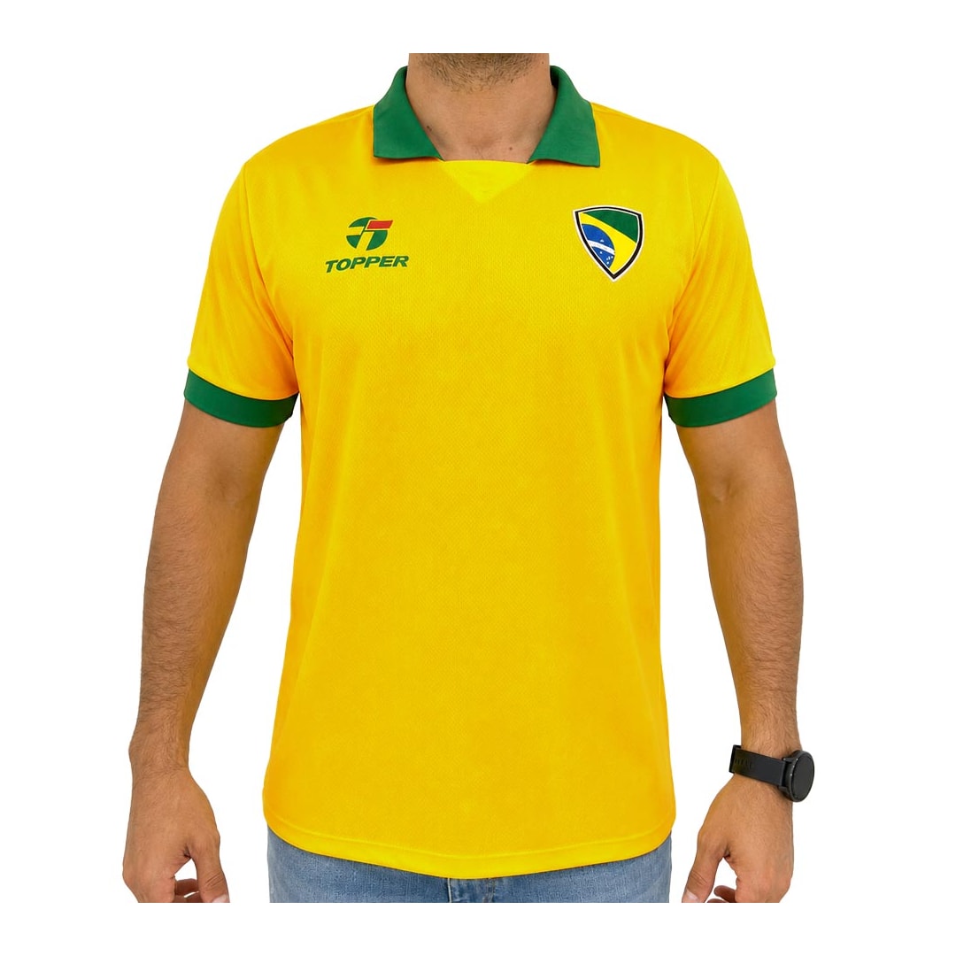 Camiseta Topper Brasil Retrô M/M 8522013 Amarelo