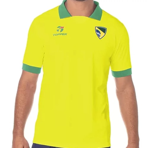 Detalhe - Camiseta Topper Brasil Retrô M/M 8522013 Amarelo