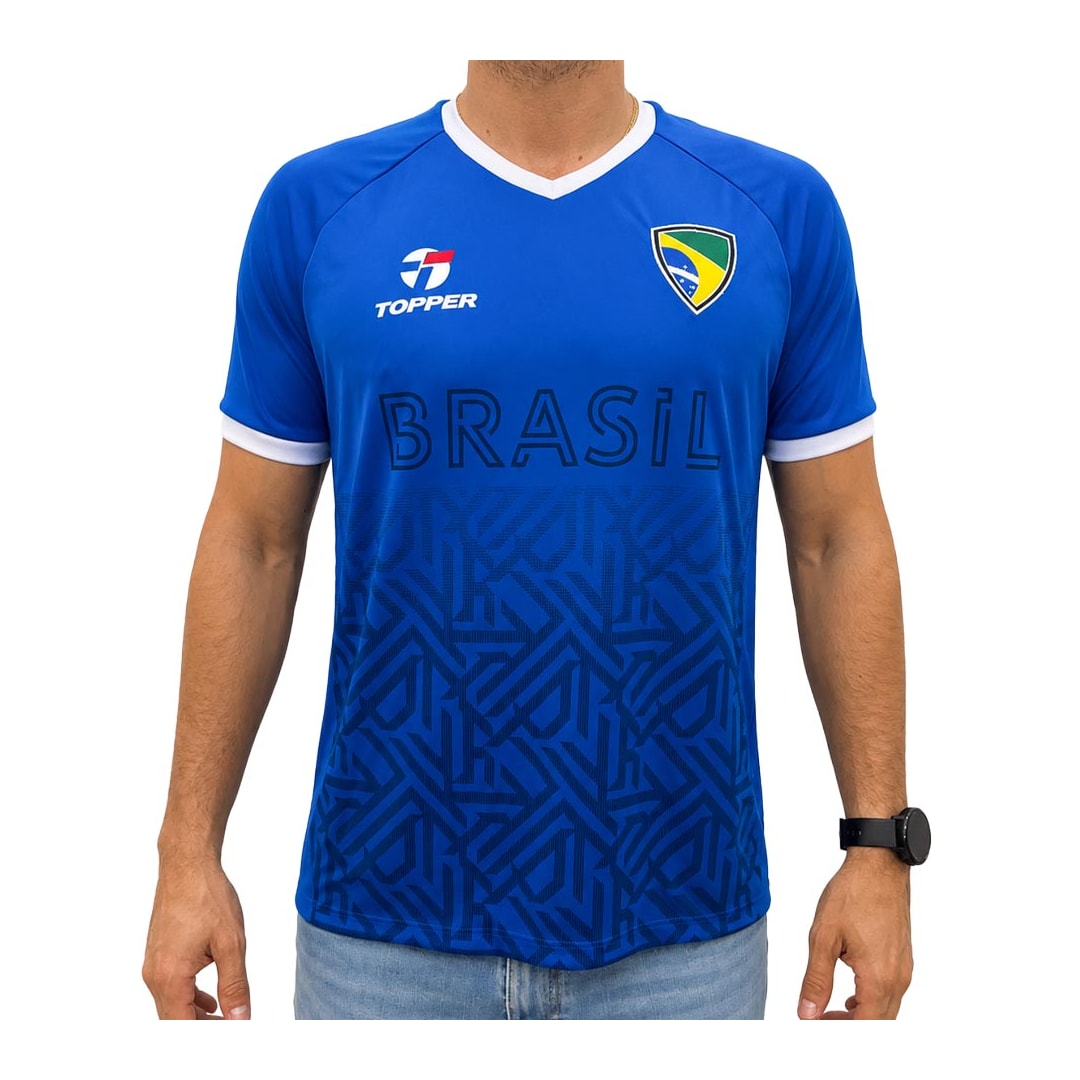 Camiseta Topper Dry Fit Masculina Mm 8522002 Azul