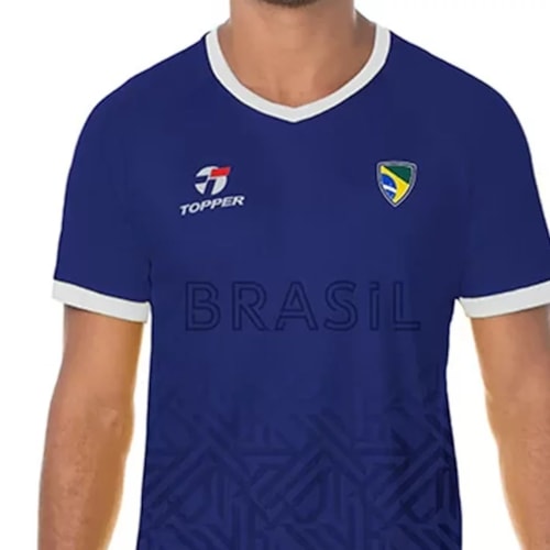 Detalhe - Camiseta Topper Dry Fit Masculina Mm 8522002 Azul